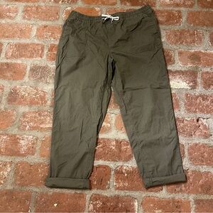Vuori Ripstop Raw Hem Womens XL drawstring waist Pants 5 pockets Olive Green